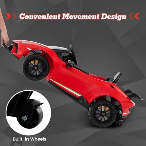 INFANS Licensed Lamborghini Huracan Ride on Car, 12V Kids Electric Vehicle Battery Powered Toy with Remote Control