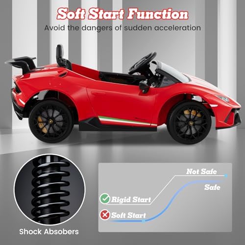 INFANS Licensed Lamborghini Huracan Ride on Car, 12V Kids Electric Vehicle Battery Powered Toy with Remote Control