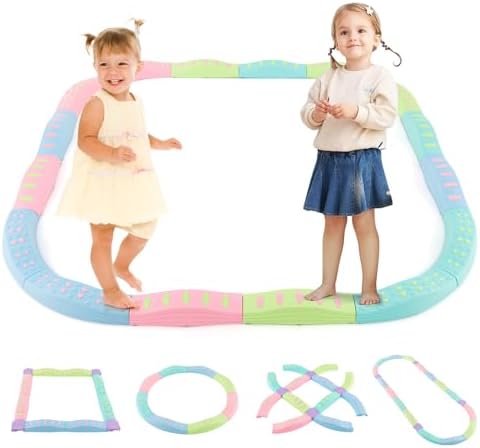 INFANS Kids Balance Beam Stepping Stones Set, 20 PCS Montessori Obstacle Course for Toddler Indoor Outdoor