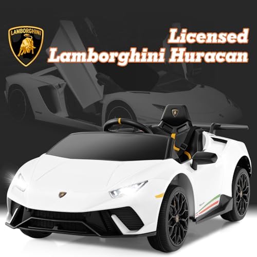 INFANS Licensed Lamborghini Huracan Ride on Car, 12V Kids Electric Vehicle Battery Powered Toy with Remote Control