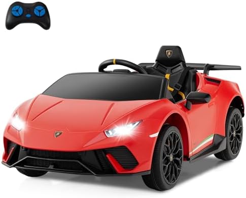 INFANS Licensed Lamborghini Huracan Ride on Car, 12V Kids Electric Vehicle Battery Powered Toy with Remote Control