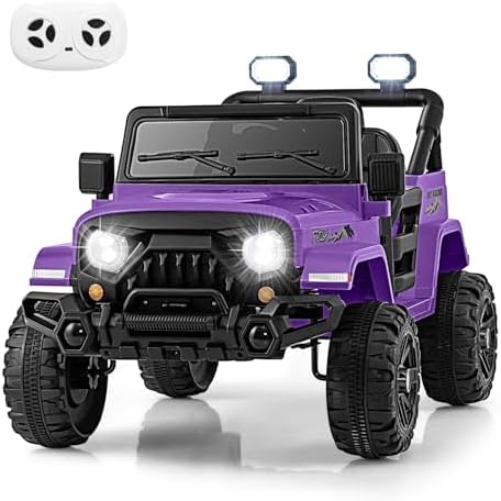 INFANS Ride on Truck, 12V Battery Powered Electric Vehicle for Kids with Remote Control, Bluetooth, Power Display, LED Lights