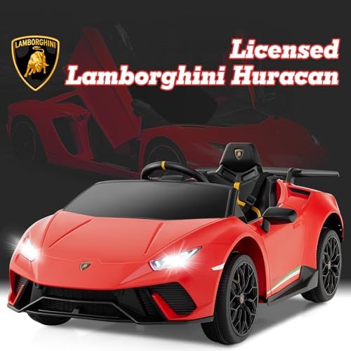 INFANS Licensed Lamborghini Huracan Ride on Car, 12V Kids Electric Vehicle Battery Powered Toy with Remote Control