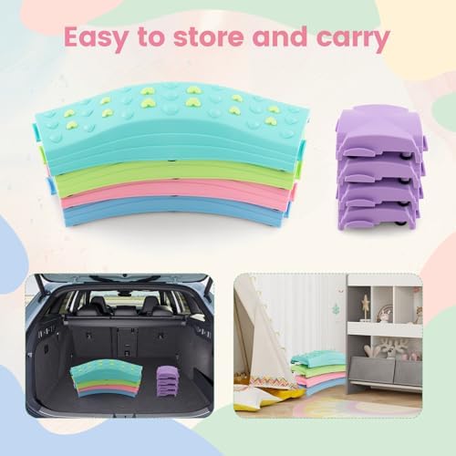 INFANS Kids Balance Beam Stepping Stones Set, 20 PCS Montessori Obstacle Course for Toddler Indoor Outdoor