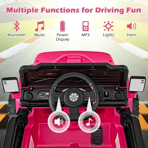 INFANS Ride on Truck, 12V Battery Powered Electric Vehicle for Kids with Remote Control, Bluetooth, Power Display, LED Lights