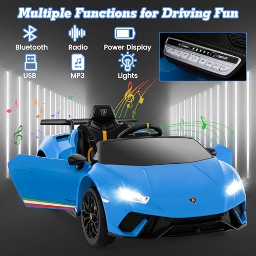 INFANS Licensed Lamborghini Huracan Ride on Car, 12V Kids Electric Vehicle Battery Powered Toy with Remote Control