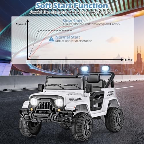 INFANS Ride on Truck, 12V Battery Powered Electric Vehicle for Kids with Remote Control, Bluetooth, Power Display, LED Lights