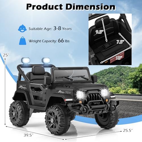 INFANS Ride on Truck, 12V Battery Powered Electric Vehicle for Kids with Remote Control, Bluetooth, Power Display, LED Lights