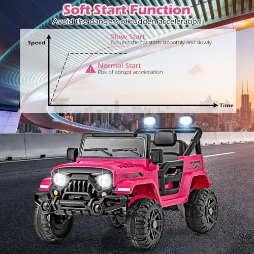 INFANS Ride on Truck, 12V Battery Powered Electric Vehicle for Kids with Remote Control, Bluetooth, Power Display, LED Lights