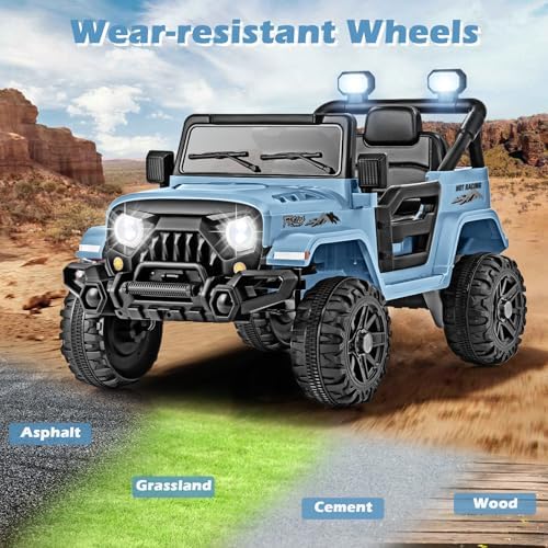 INFANS Ride on Truck, 12V Battery Powered Electric Vehicle for Kids with Remote Control, Bluetooth, Power Display, LED Lights