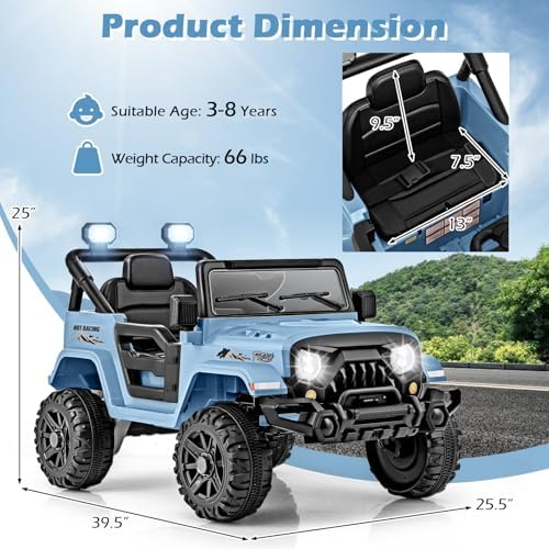INFANS Ride on Truck, 12V Battery Powered Electric Vehicle for Kids with Remote Control, Bluetooth, Power Display, LED Lights