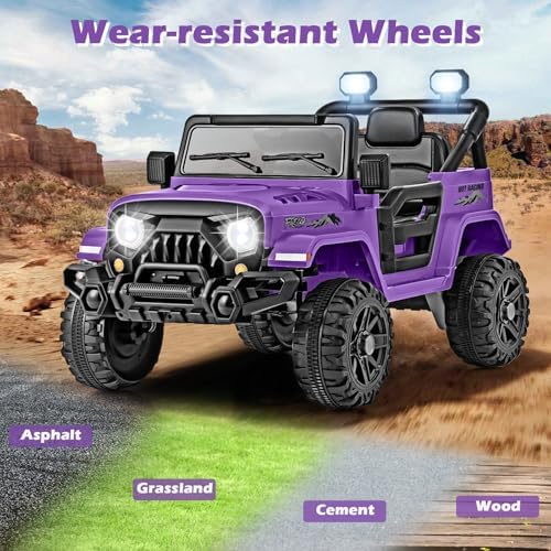 INFANS Ride on Truck, 12V Battery Powered Electric Vehicle for Kids with Remote Control, Bluetooth, Power Display, LED Lights