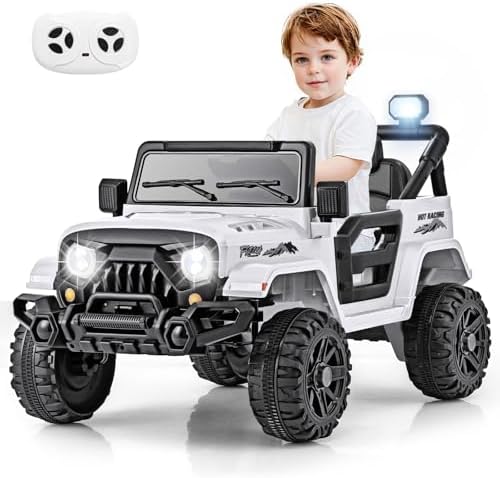 INFANS Ride on Truck, 12V Battery Powered Electric Vehicle for Kids with Remote Control, Bluetooth, Power Display, LED Lights