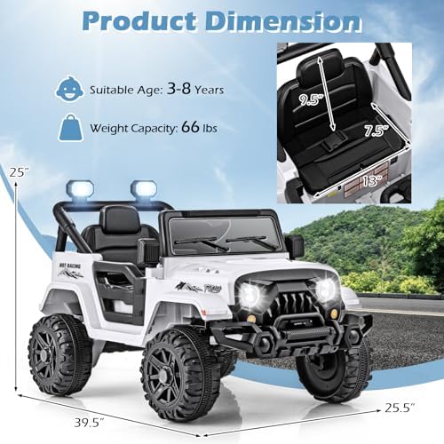 INFANS Ride on Truck, 12V Battery Powered Electric Vehicle for Kids with Remote Control, Bluetooth, Power Display, LED Lights