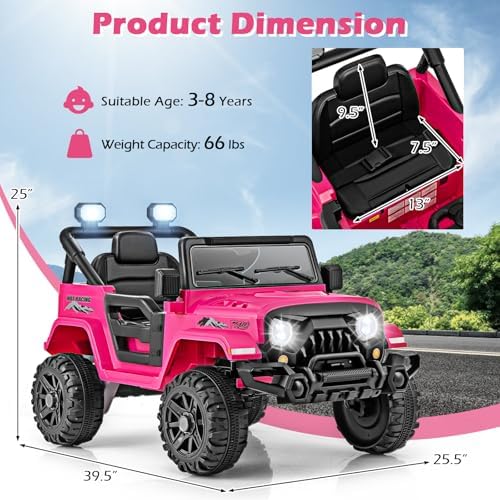 INFANS Ride on Truck, 12V Battery Powered Electric Vehicle for Kids with Remote Control, Bluetooth, Power Display, LED Lights