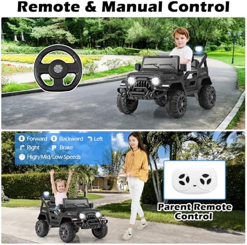 INFANS Ride on Truck, 12V Battery Powered Electric Vehicle for Kids with Remote Control, Bluetooth, Power Display, LED Lights