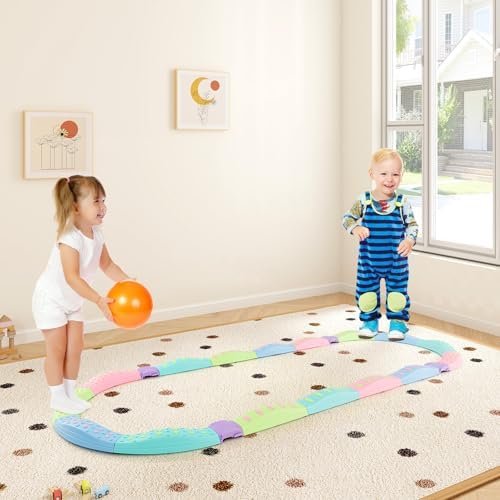 INFANS Kids Balance Beam Stepping Stones Set, 20 PCS Montessori Obstacle Course for Toddler Indoor Outdoor