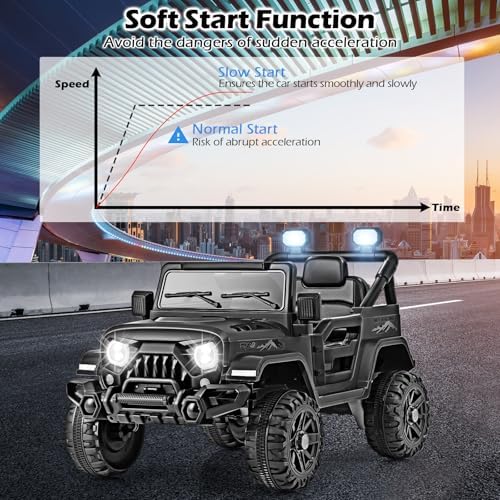 INFANS Ride on Truck, 12V Battery Powered Electric Vehicle for Kids with Remote Control, Bluetooth, Power Display, LED Lights