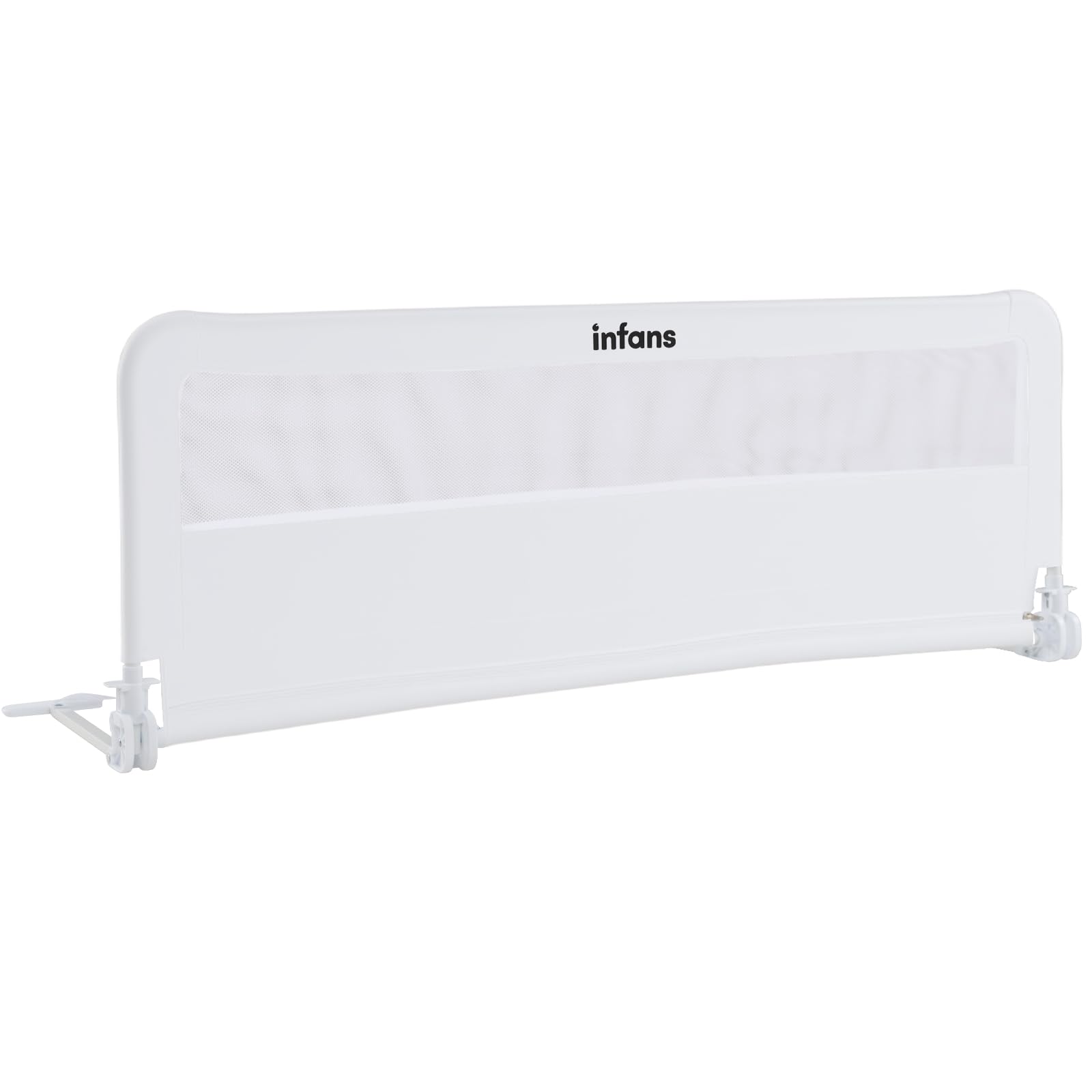 INFANS Bed Rail for Toddlers, 59" Foldable Safety Baby Crib Rail Fit for Kids Twin, Extra Long Swing Down Bed Guardrail for Convertible Crib, Queen, Full, King Mattress Side Guard