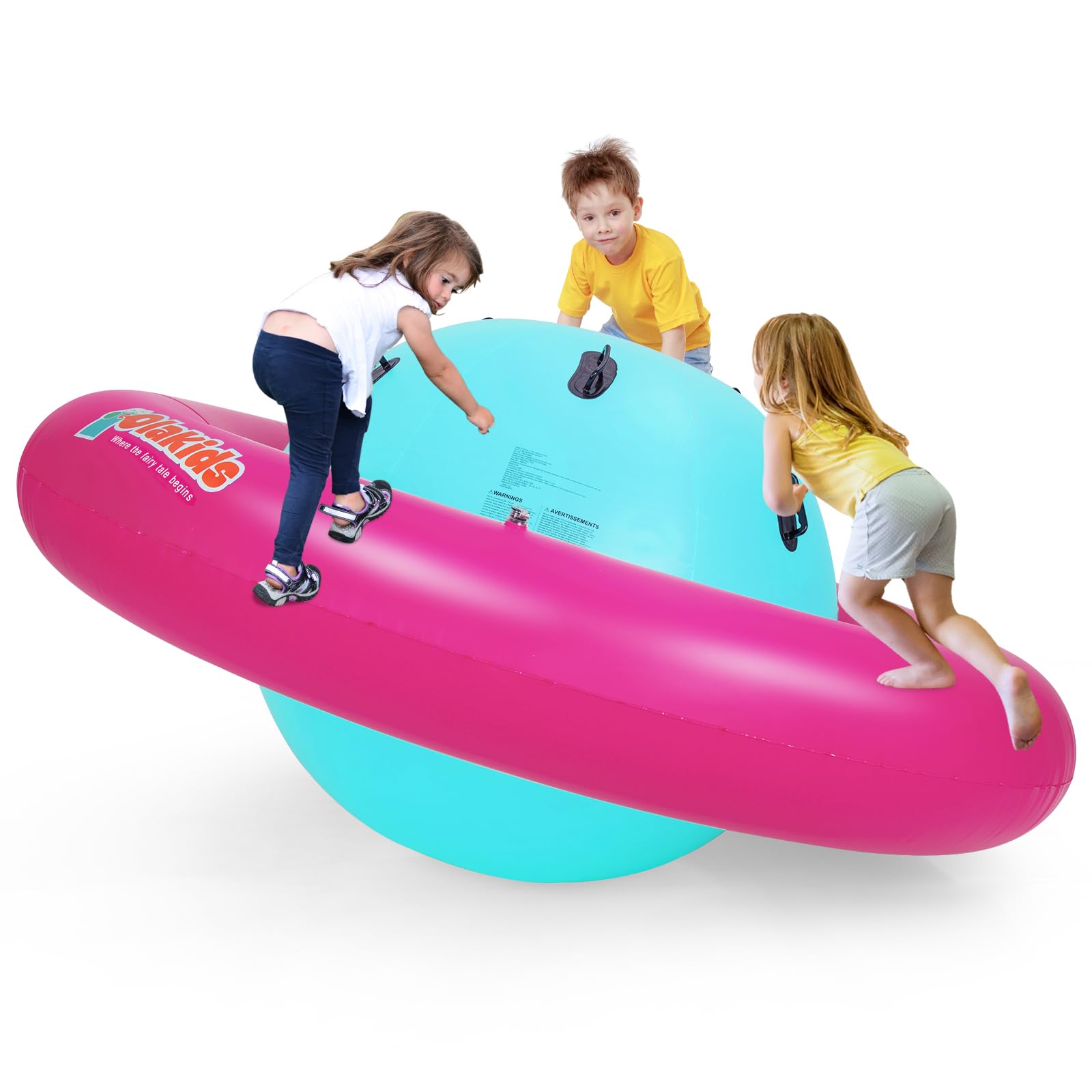 INFANS 8FT Inflatable Dome Rocker Bouncer, Outdoor Kids Giant Roll and Play Seesaw Rocker with 6 Secure Handles