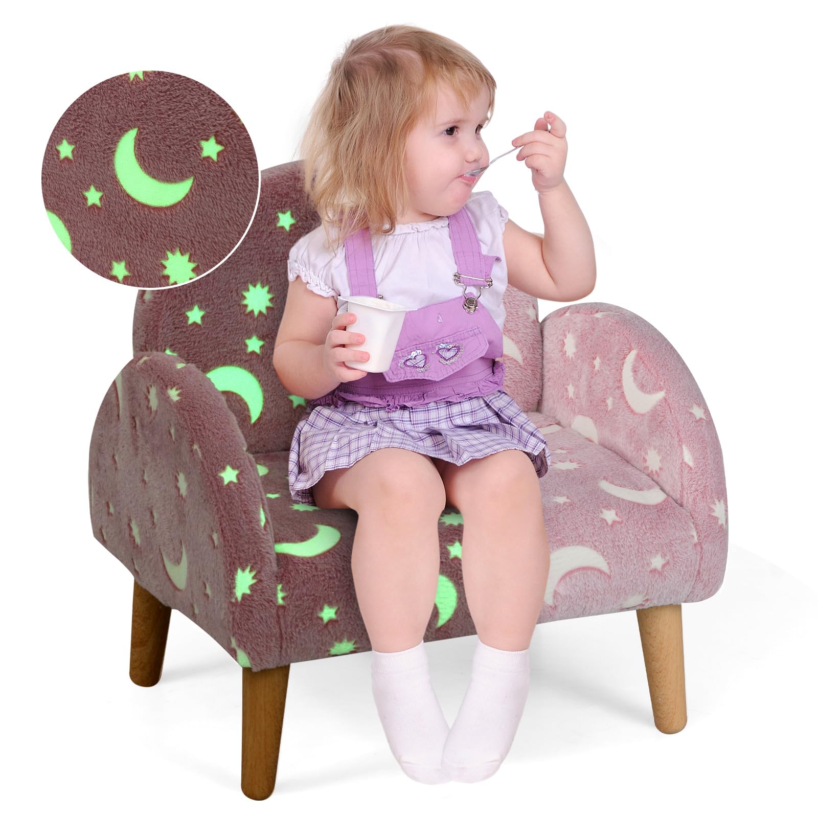 INFANS Kids Sofa with Glow in The Dark, Toddler Armchair Couch, Upholstered Comfy Foam Children Chair for Kindergarten Playroom