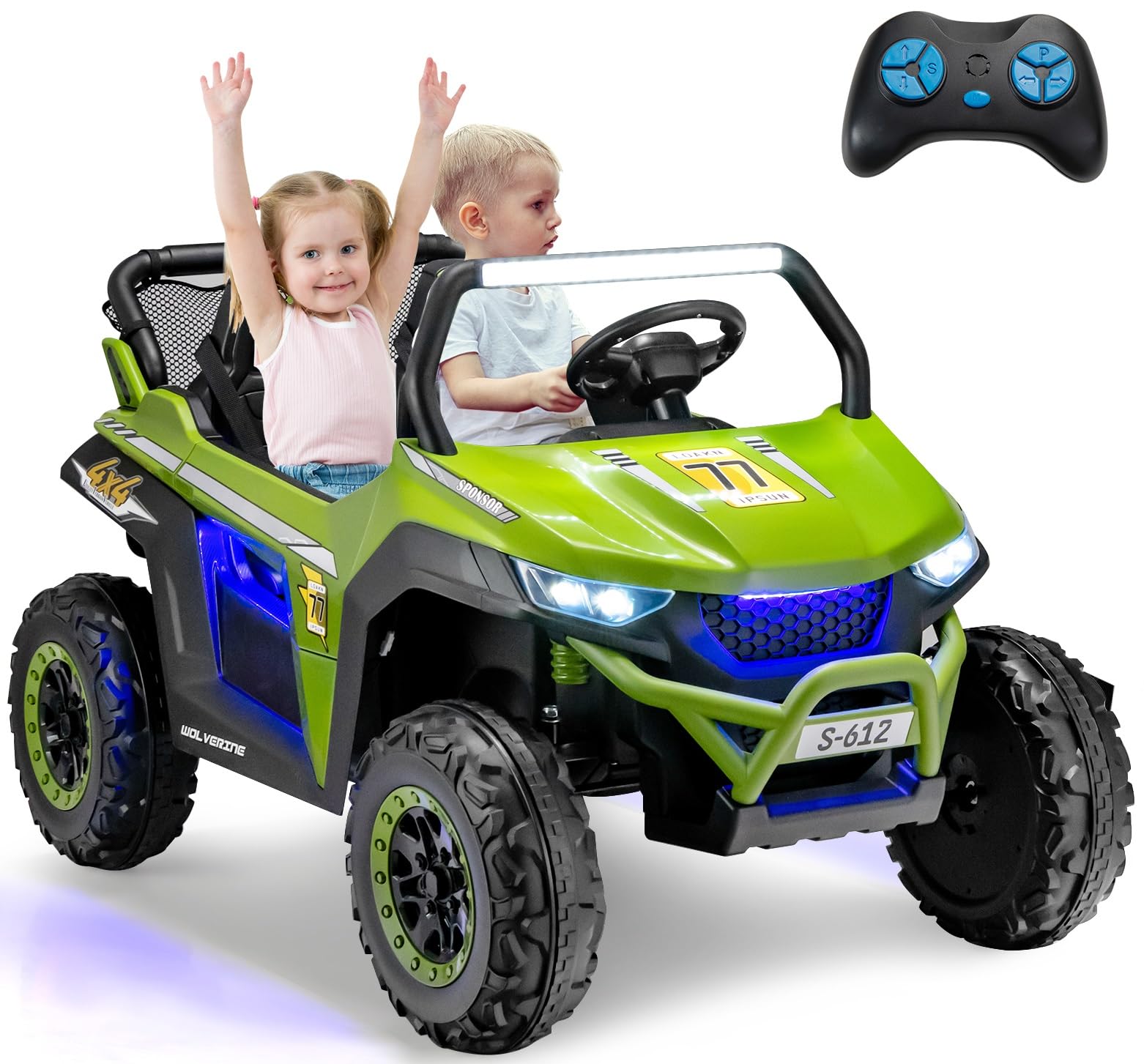 INFANS 2 Seater Kids Ride on UTV, 12V Electric Truck Car with Remote Control, Battery Powered Vehicle