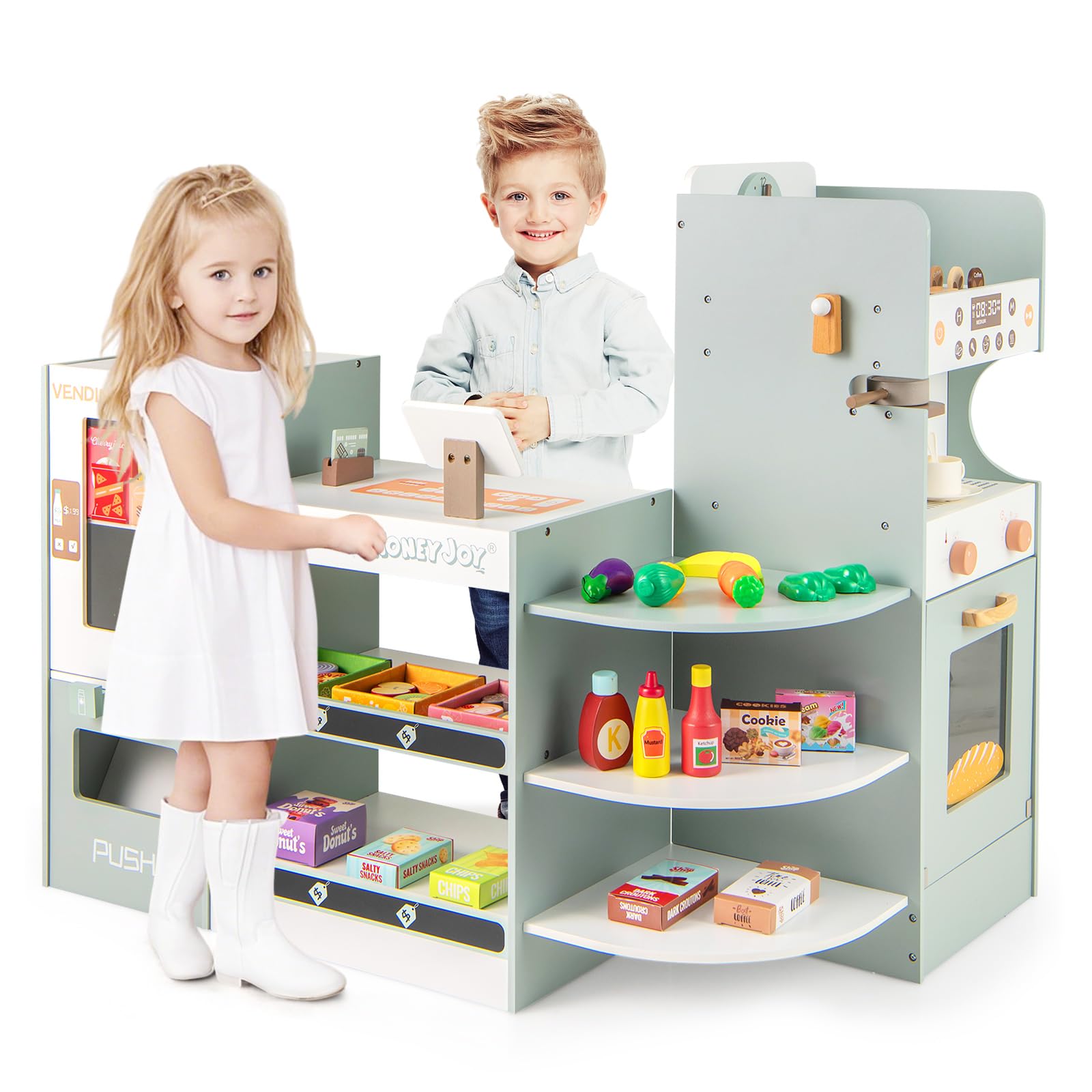 INFANS Grocery Store Playset, Kids Play Store, Wooden Supermarket Playset, Pretend Play Store Gift for Toddler