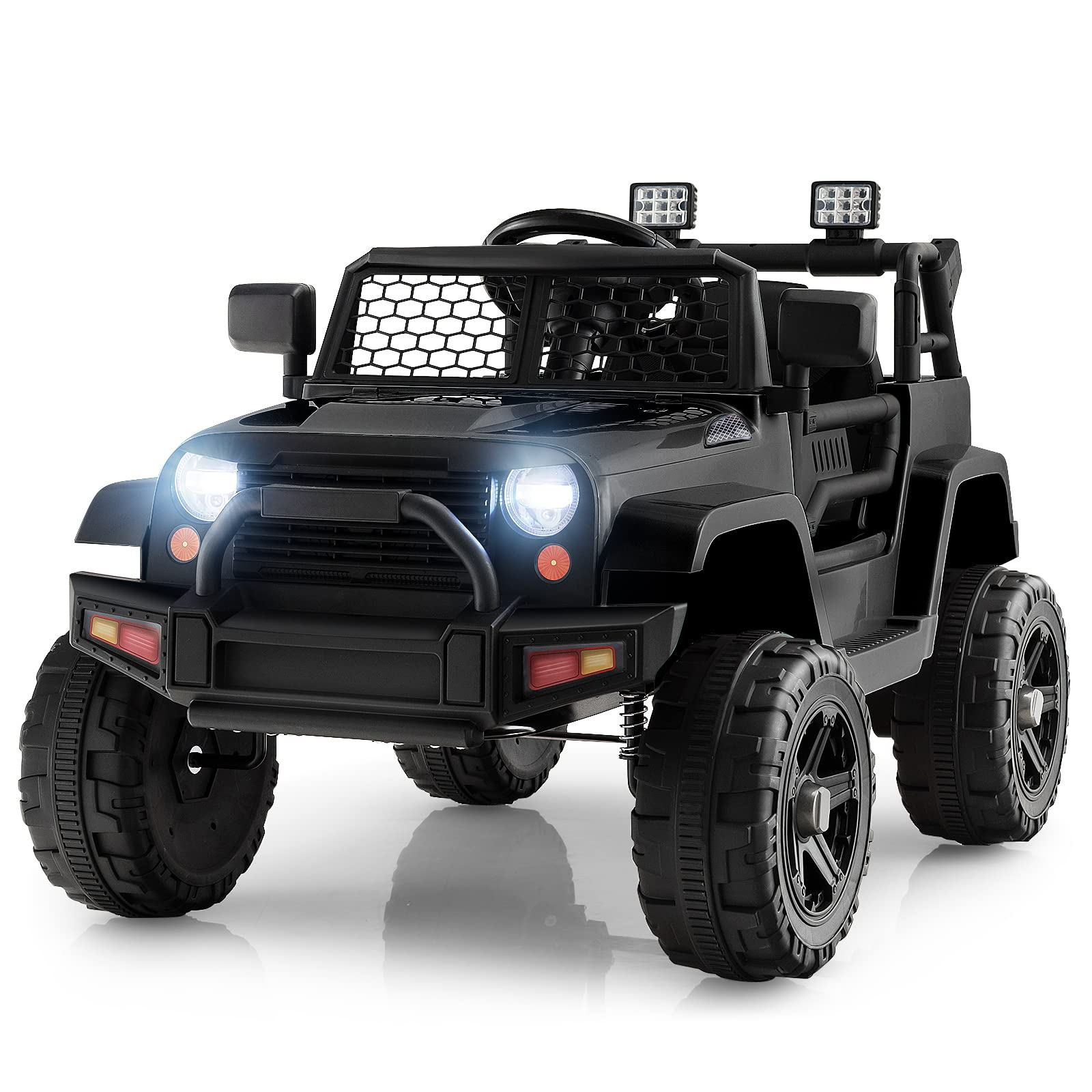 12V Electric Vehicle Car with Remote Control, Toddlers Battery Powered Toy with 2 Speeds, Spring Suspension INFANS