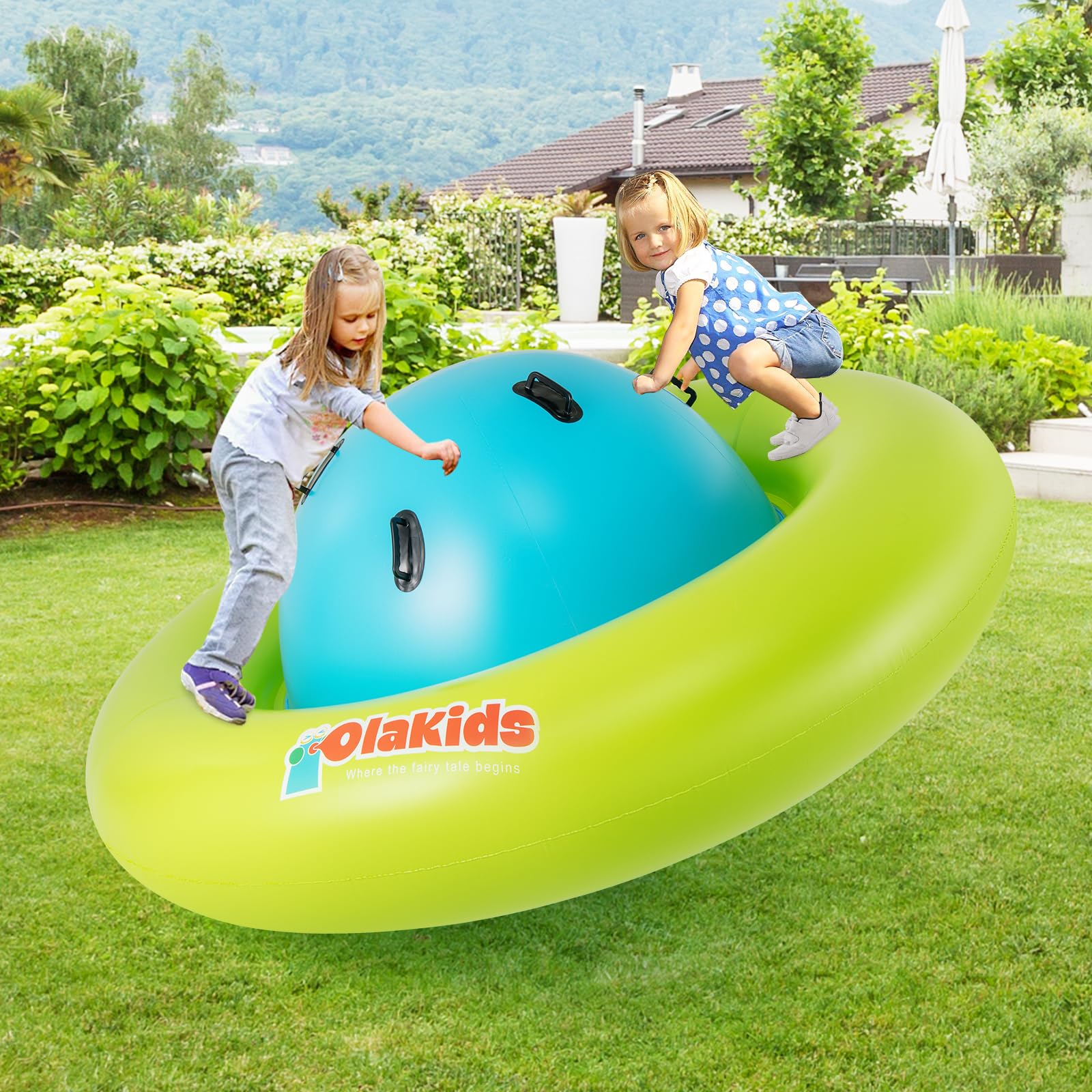 INFANS 8FT Inflatable Dome Rocker Bouncer, Outdoor Kids Giant Roll and Play Seesaw Rocker with 6 Secure Handles