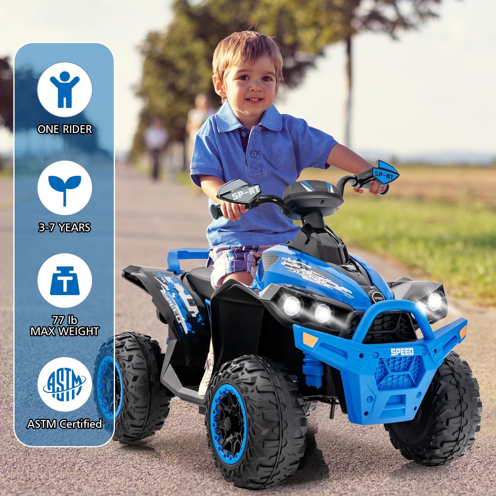 INFANS Kids Ride on ATV, 12V 4 Wheeler Quad Toy Vehicle, Electric Ride on Toy, Battery Powered Wheels Car