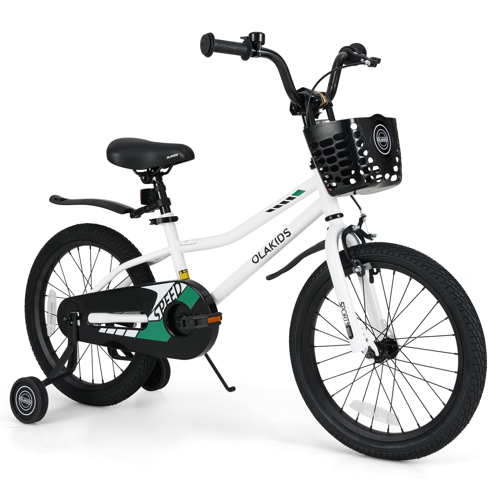 INFANS Kids Bike 12 Inch Toddlers Bike with Training Wheels Basket Adjustable Seat Handbrake and Coaster Brake
