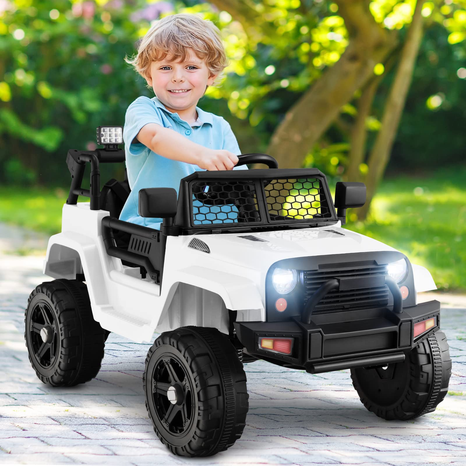 12V Electric Vehicle Car with Remote Control, Toddlers Battery Powered Toy with 2 Speeds, Spring Suspension INFANS