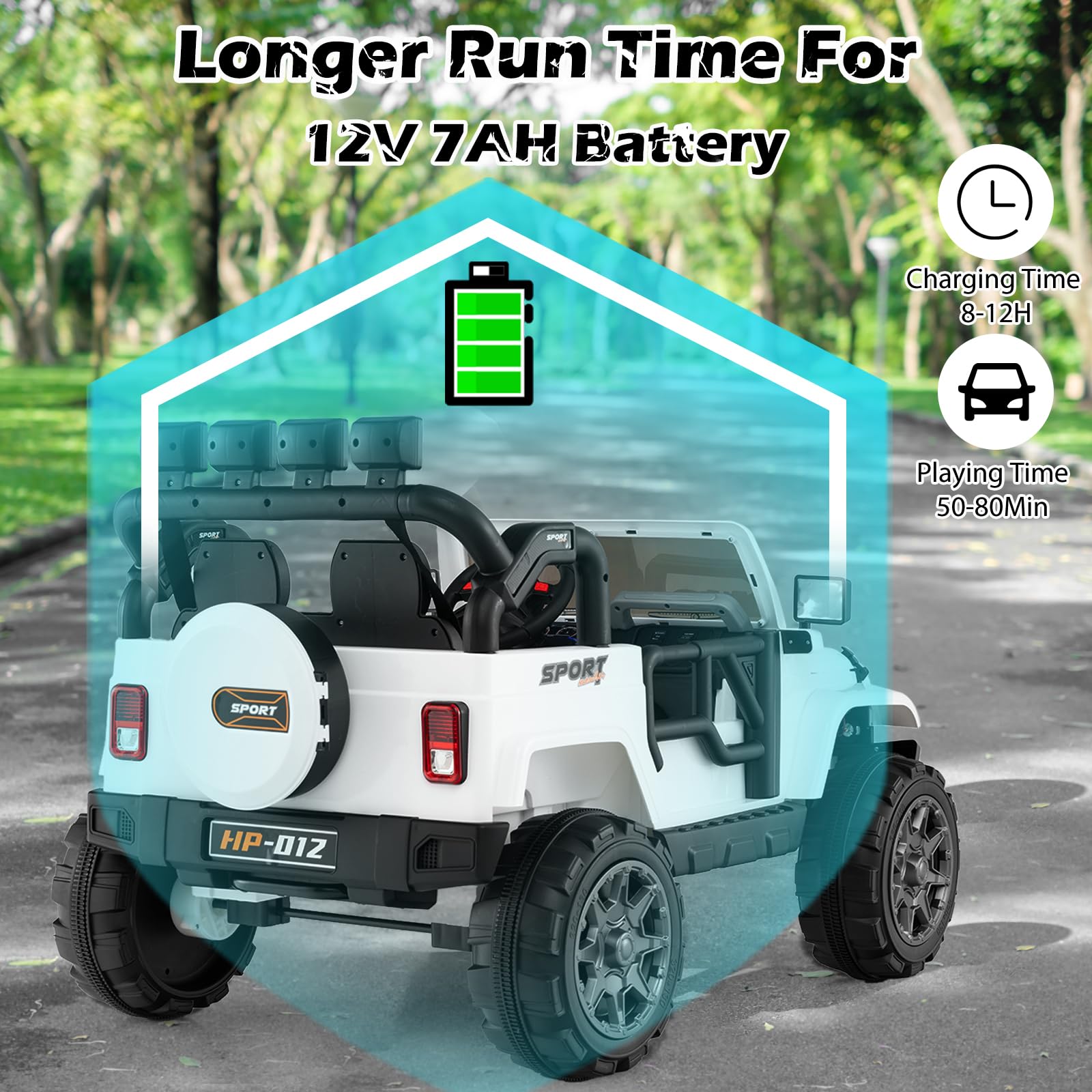 INFANS 2 Seater Ride on Truck, 12V Battery Powered Electric Vehicle for Kids with Remote Control, Power Display, LED Lights