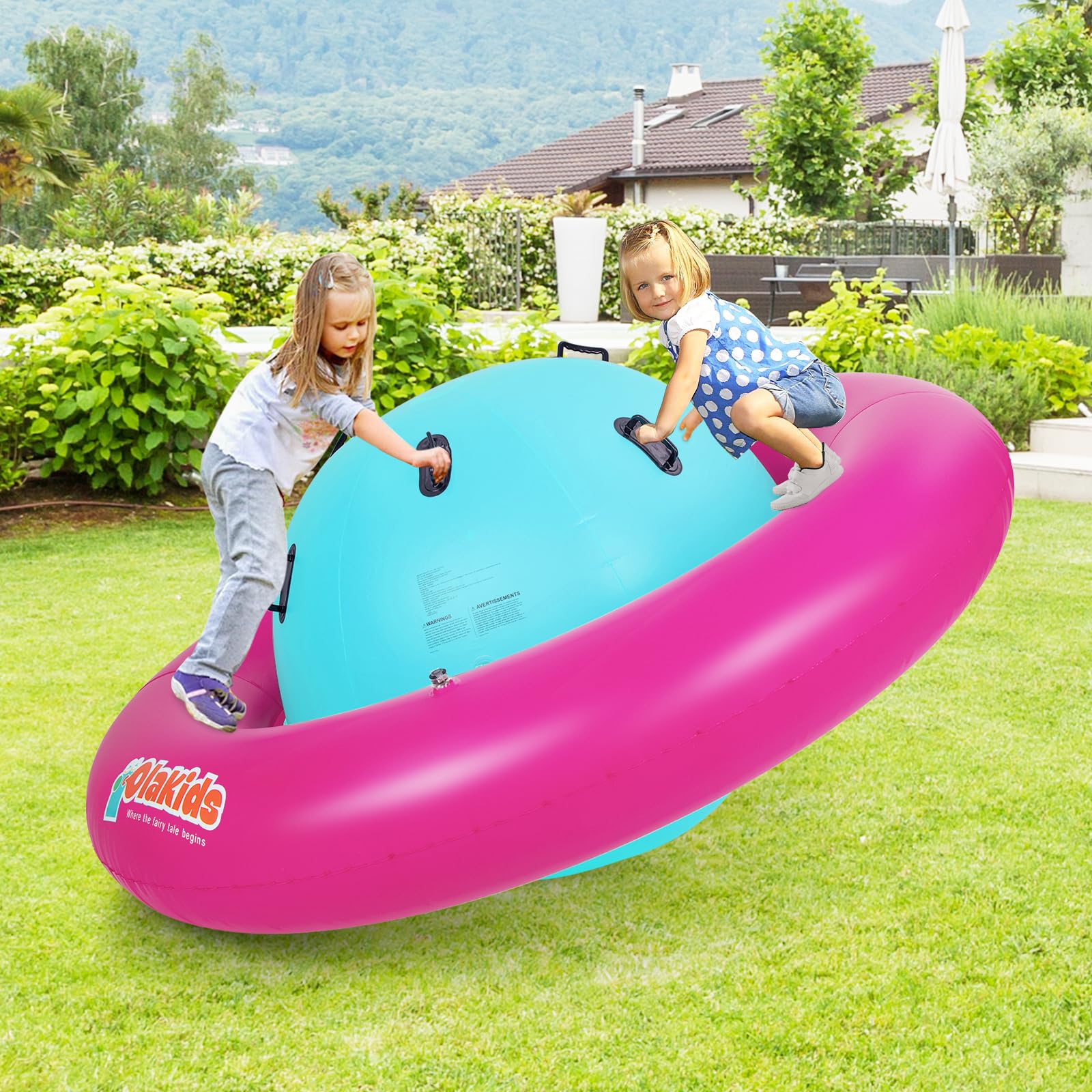 INFANS 8FT Inflatable Dome Rocker Bouncer, Outdoor Kids Giant Roll and Play Seesaw Rocker with 6 Secure Handles