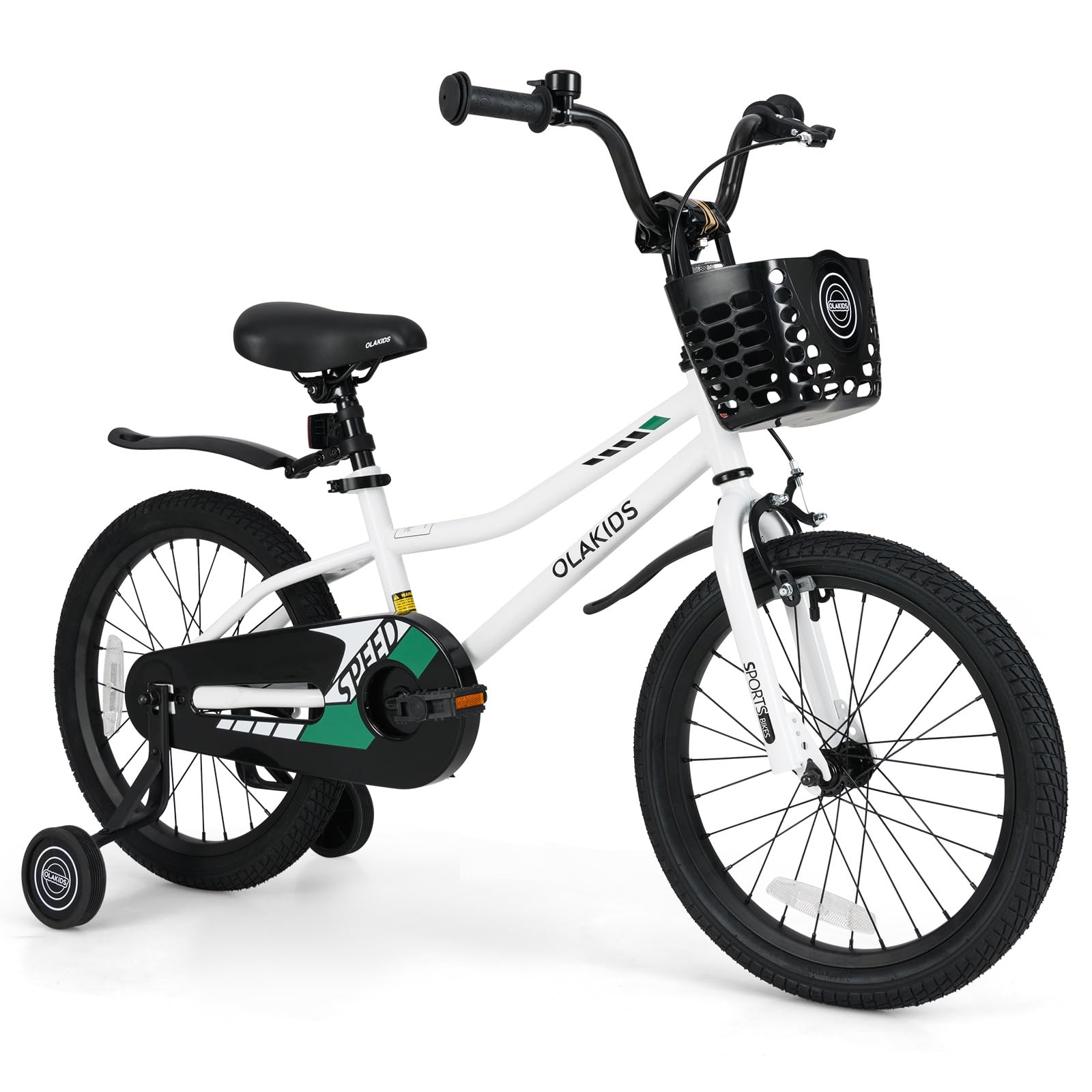 INFANS Kids Bike 12 Inch Toddlers Bike with Training Wheels Basket Adjustable Seat Handbrake and Coaster Brake