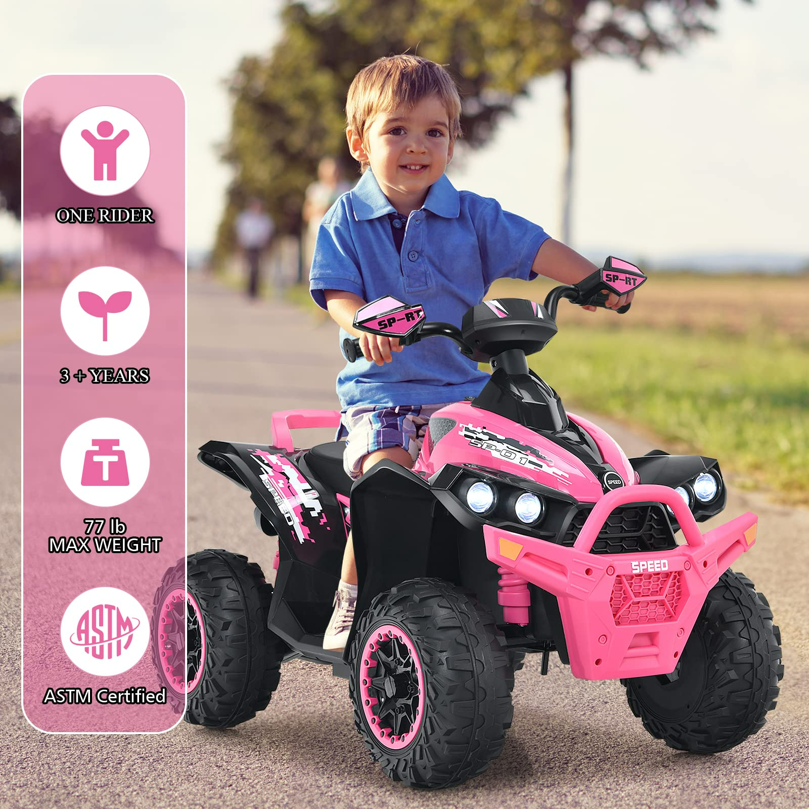 INFANS Ride On ATV, 12V 4 Wheeler Battery Powered Toy Car for Toddlers INFANS