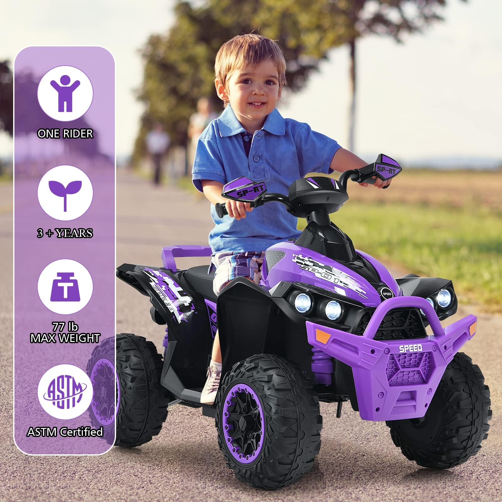 INFANS Kids Ride on ATV, 12V 4 Wheeler Quad Toy Vehicle, Electric Ride on Toy, Battery Powered Wheels Car