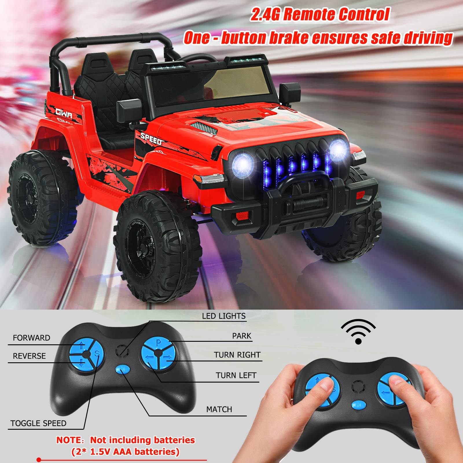 INFANS Kids Ride on Car Truck with 2.4G Remote Control, 12V Battery Powered Electric Cars for Kids