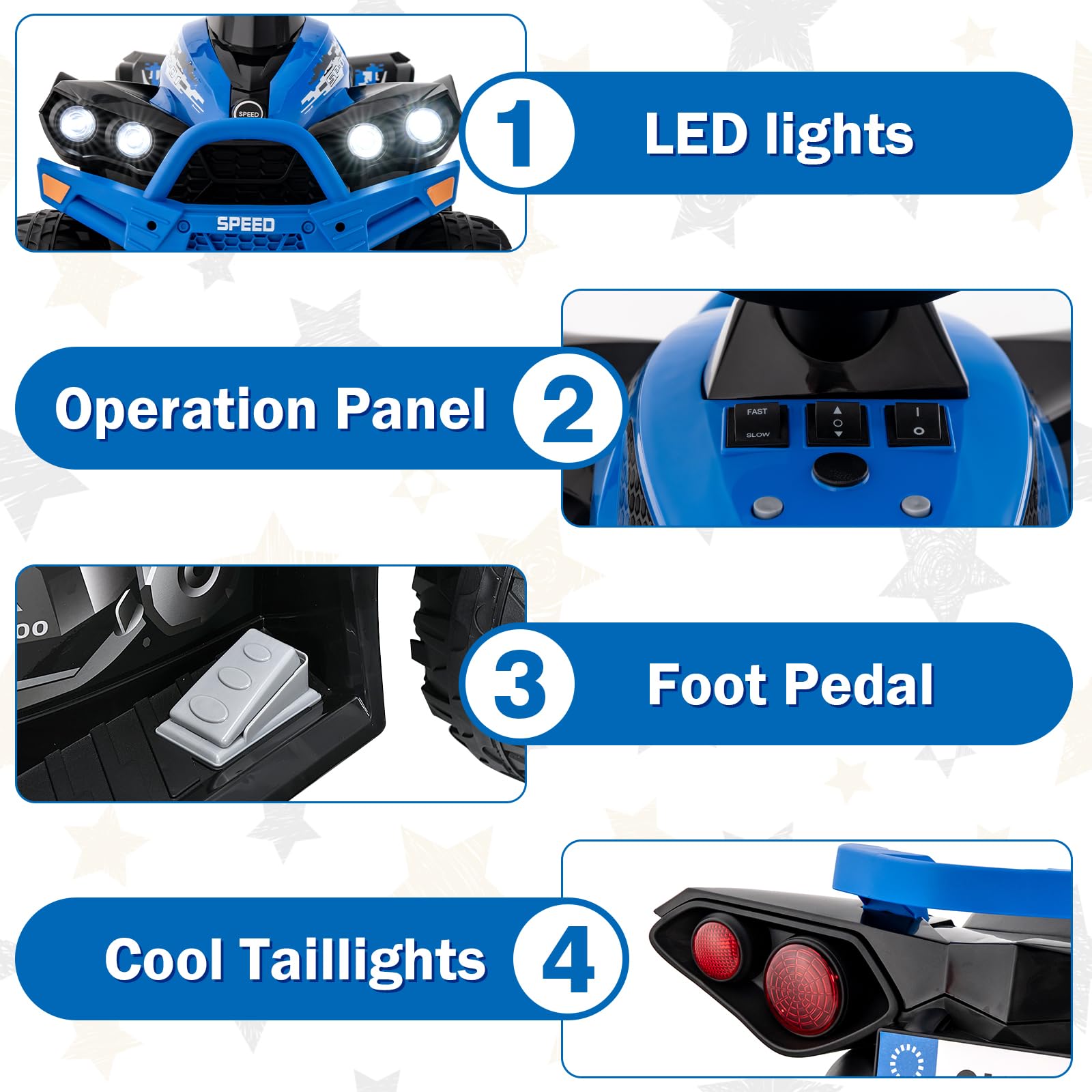 INFANS Kids Ride on ATV, 12V 4 Wheeler Quad Toy Vehicle, Electric Ride on Toy, Battery Powered Wheels Car