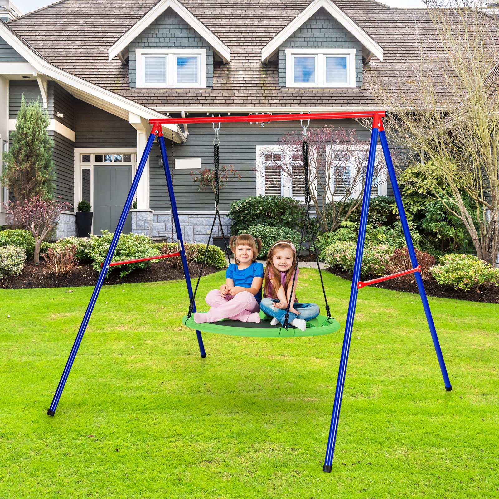 INFANS 660lbs 40 Inch Saucer Tree Swing, Round Flying Swing Seat for Kids, Outdoor Round Platform Swing