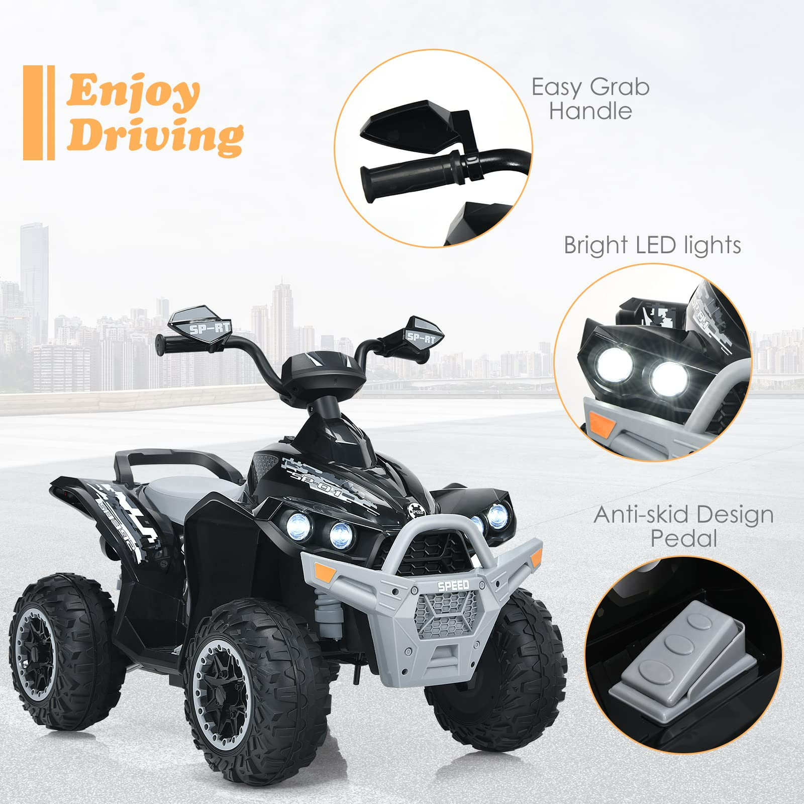 INFANS Ride On ATV, 12V 4 Wheeler Battery Powered Toy Car for Toddlers INFANS
