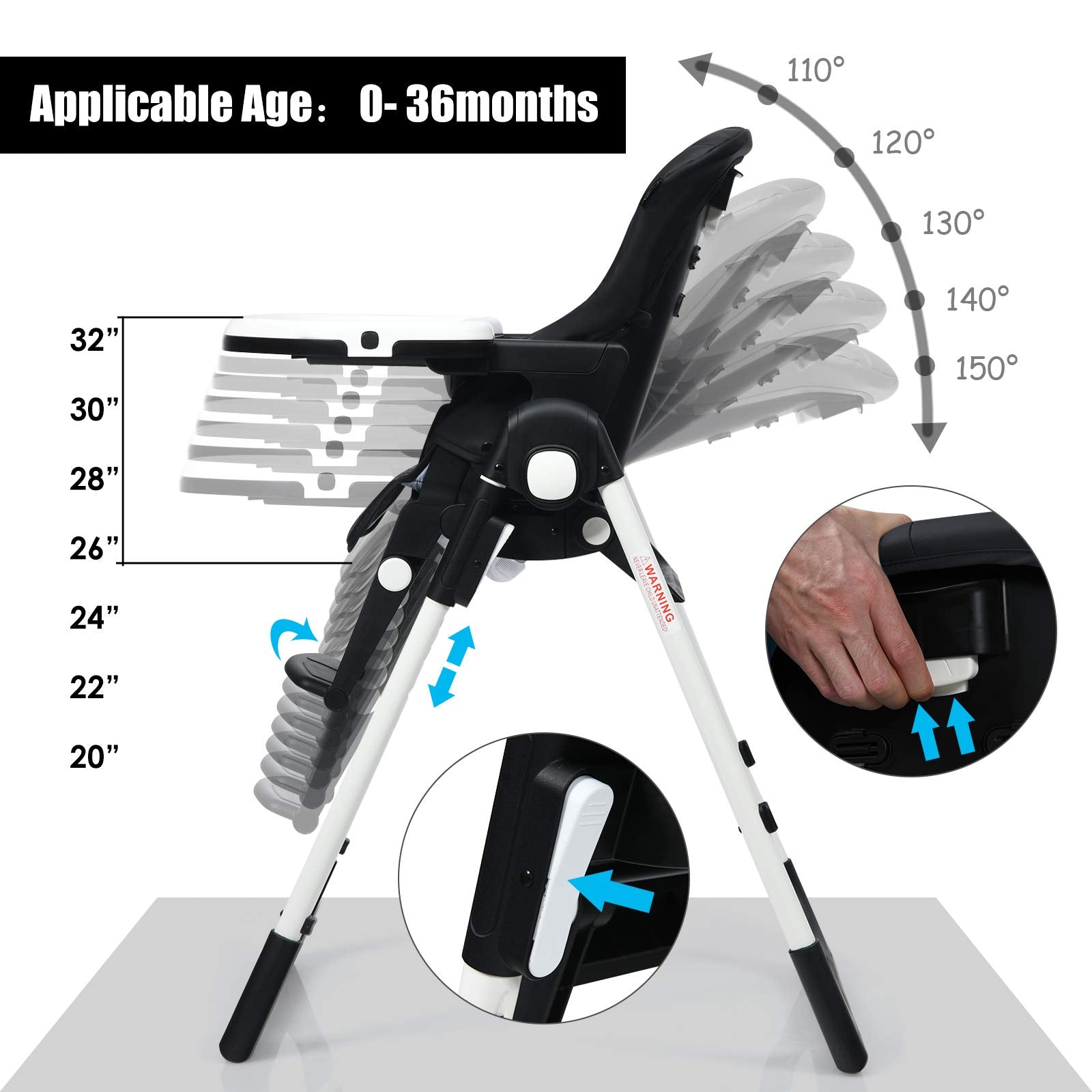 INFANS 4 in 1 High Chair�CBooster Seat, Convertible Highchair, Installation-Free,Simple Fold for Baby, Infant& Toddler