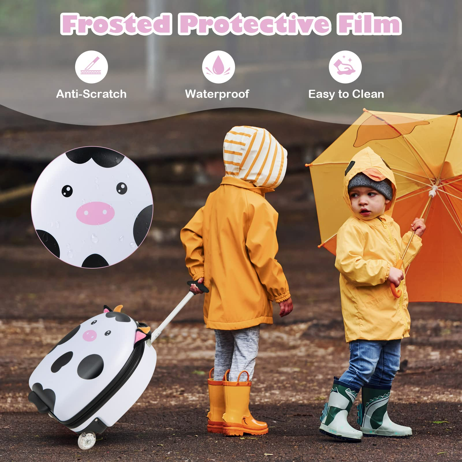 INFANS Kids Luggage, 16’’ Carry On Rolling Suitcase for Girls Boys with 2 Flashing Spinner Wheels INFANS