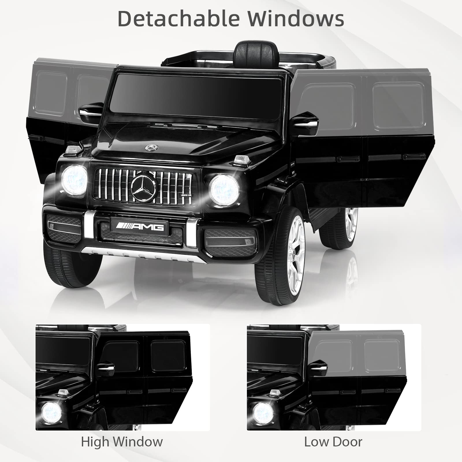INFANS 12V Kids Ride On Car, Licensed Mercedes Benz G63 Electric Vehicle with Remote Control, Double Open Doors, Music, Bluetooth, 2 Speeds, Wheels Suspension, Battery Powered Driving Toy INFANS