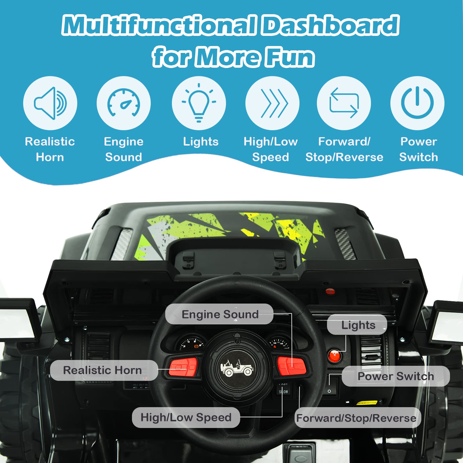 INFANS Kids Ride on Car Truck with 2.4G Remote Control, 12V Battery Powered Electric Cars for Kids