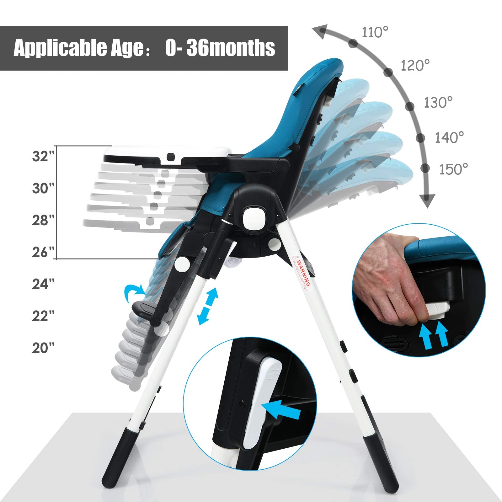 INFANS 4 in 1 High Chair�CBooster Seat, Convertible Highchair, Installation-Free,Simple Fold for Baby, Infant& Toddler