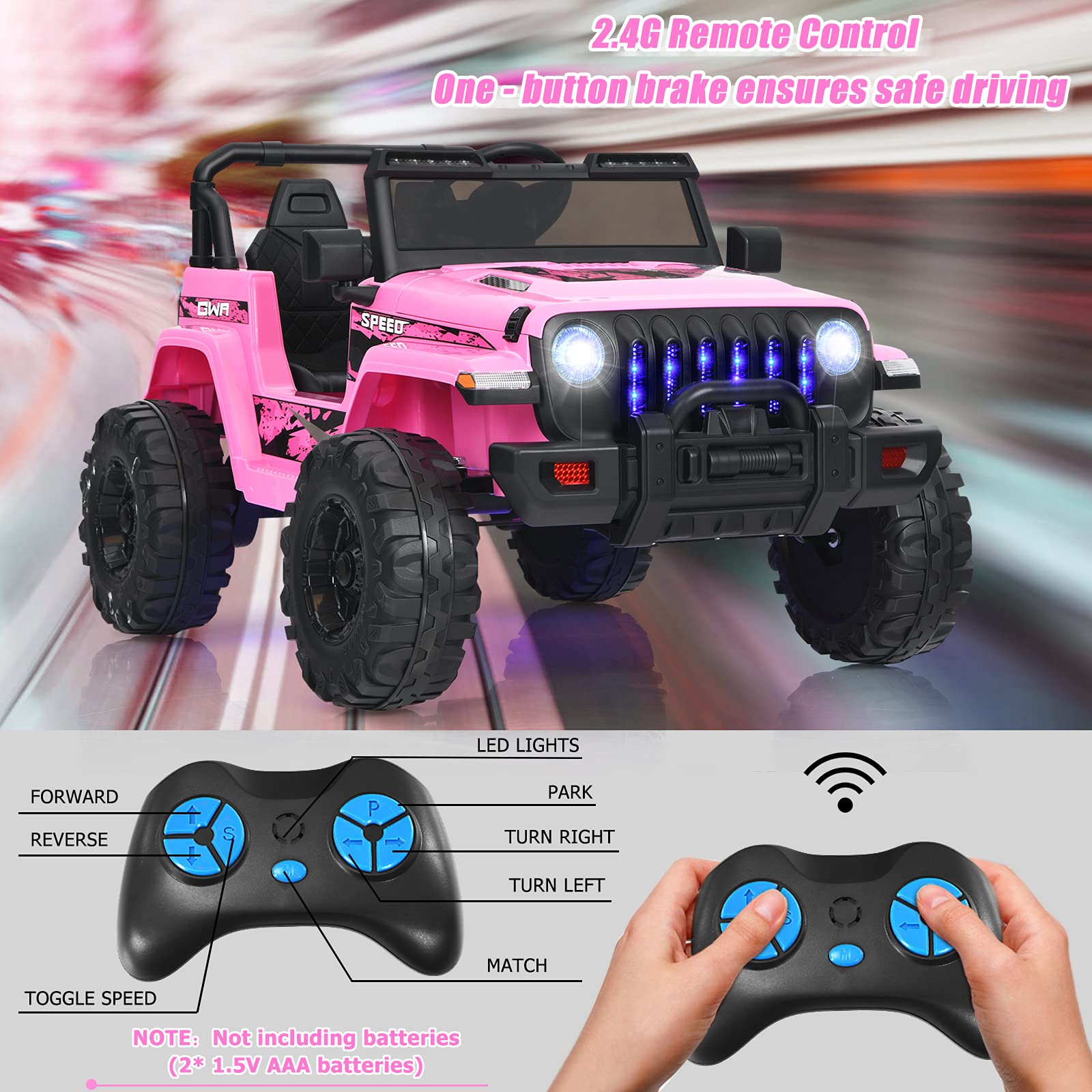 INFANS Kids Ride on Car Truck with 2.4G Remote Control, 12V Battery Powered Electric Cars for Kids