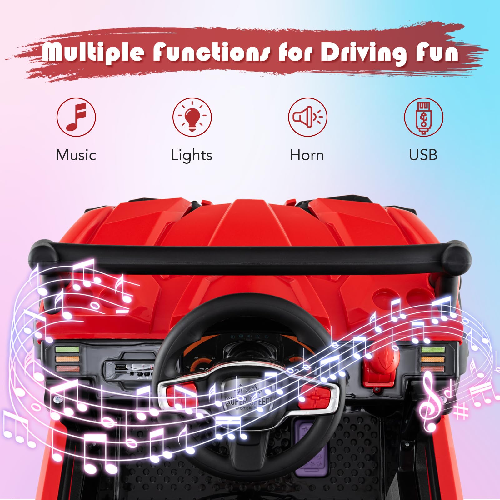 INFANS 12V Ride on Car UTV, Battery Powered Off-Road Kids Electric Vehicles with Remote Control, Music, Horn, MP3, Lights