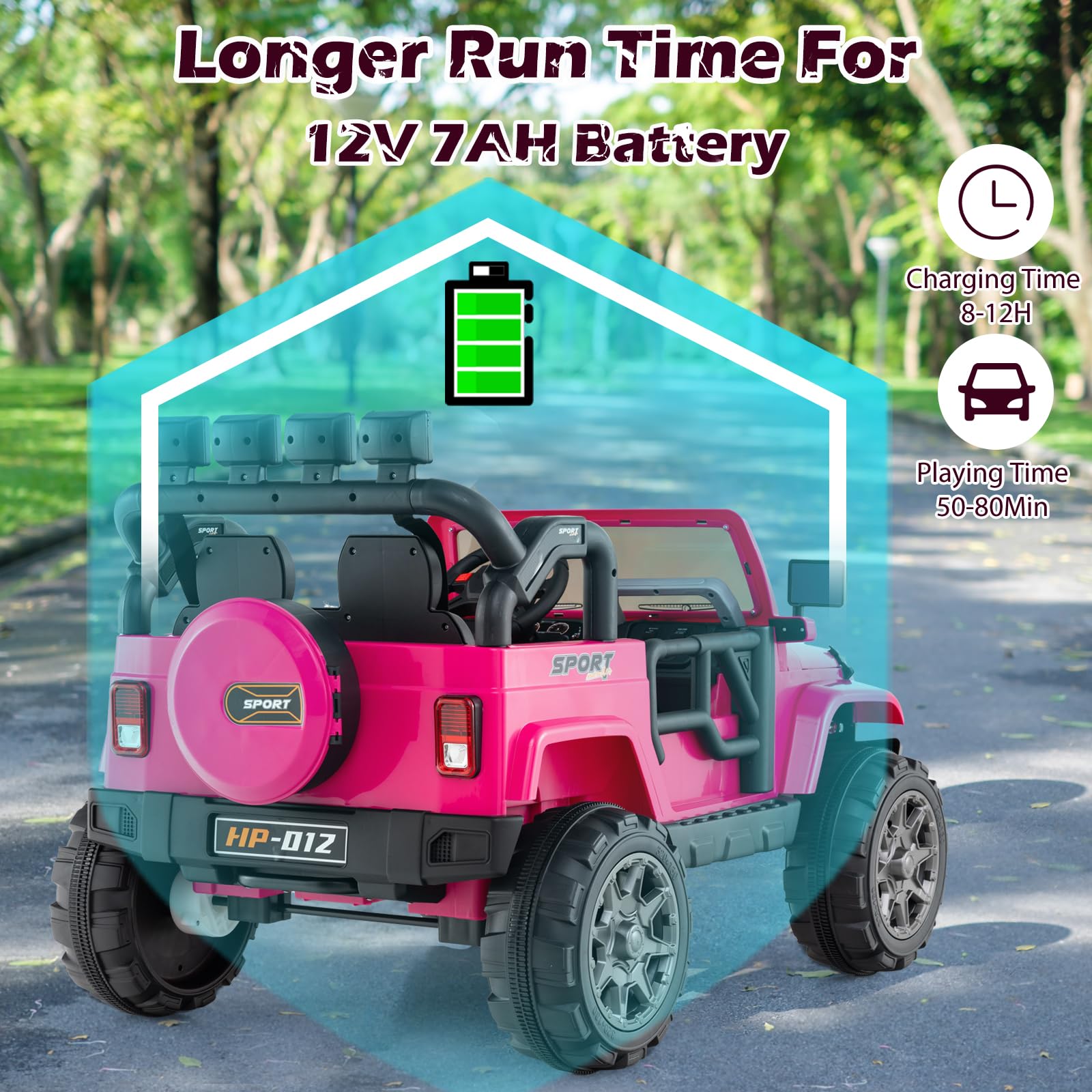 INFANS 2 Seater Ride on Truck, 12V Battery Powered Electric Vehicle for Kids with Remote Control, Power Display, LED Lights