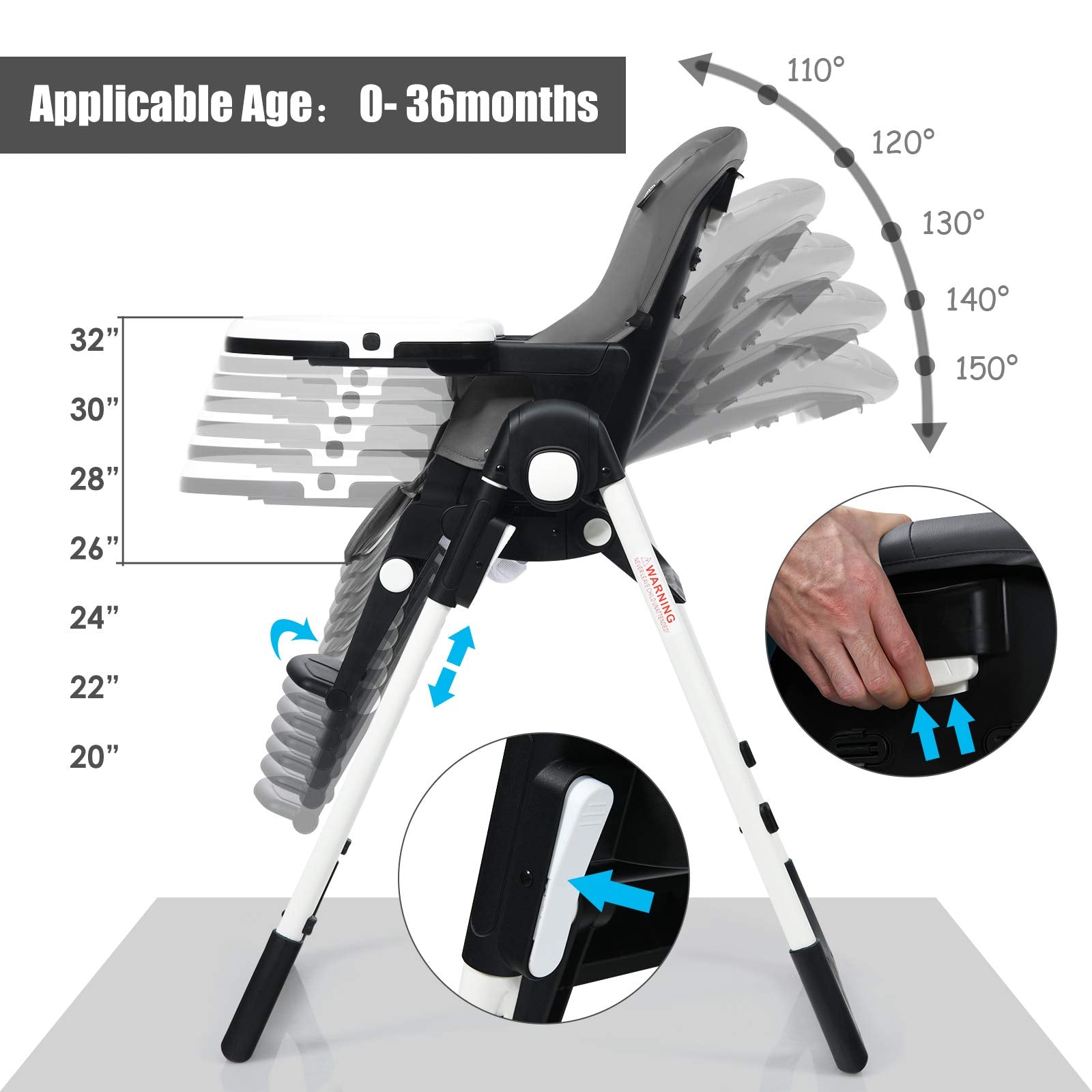 INFANS 4 in 1 High Chair�CBooster Seat, Convertible Highchair, Installation-Free,Simple Fold for Baby, Infant& Toddler